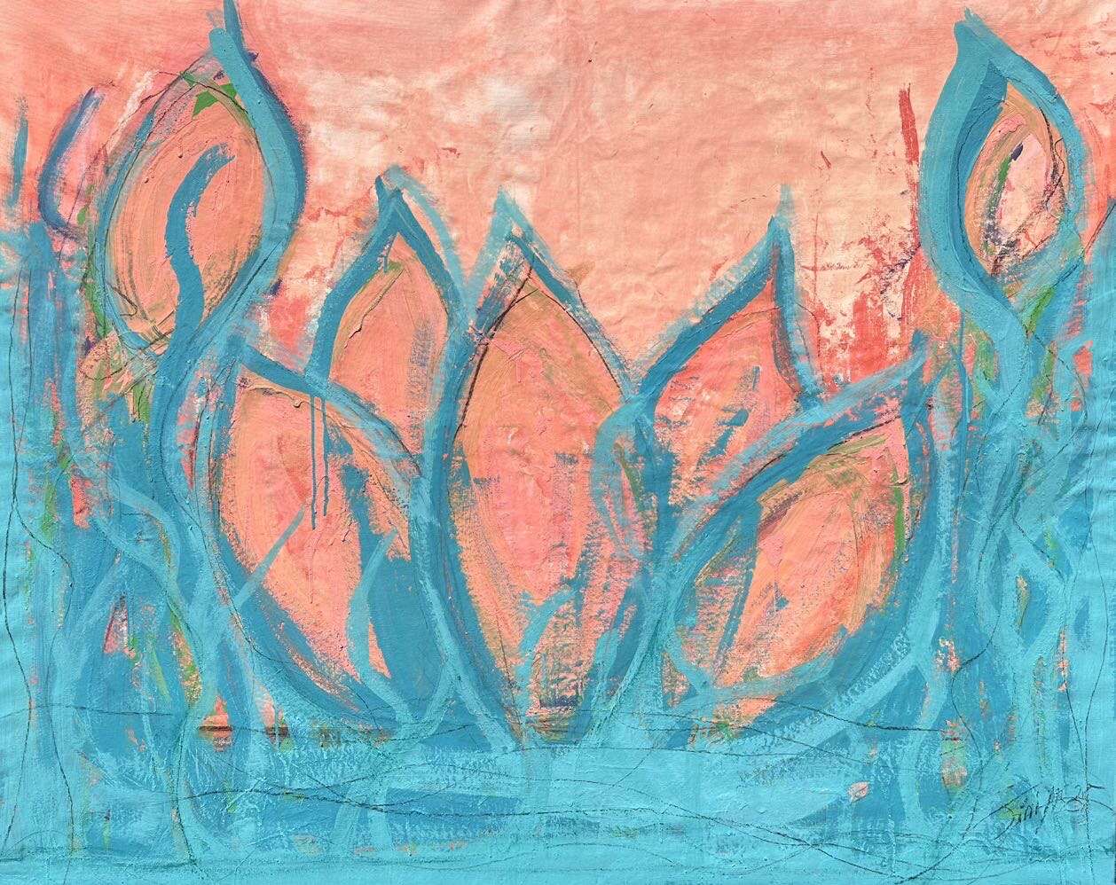 Waterlilies Summer Sunset  - Martina  Schepperle  1