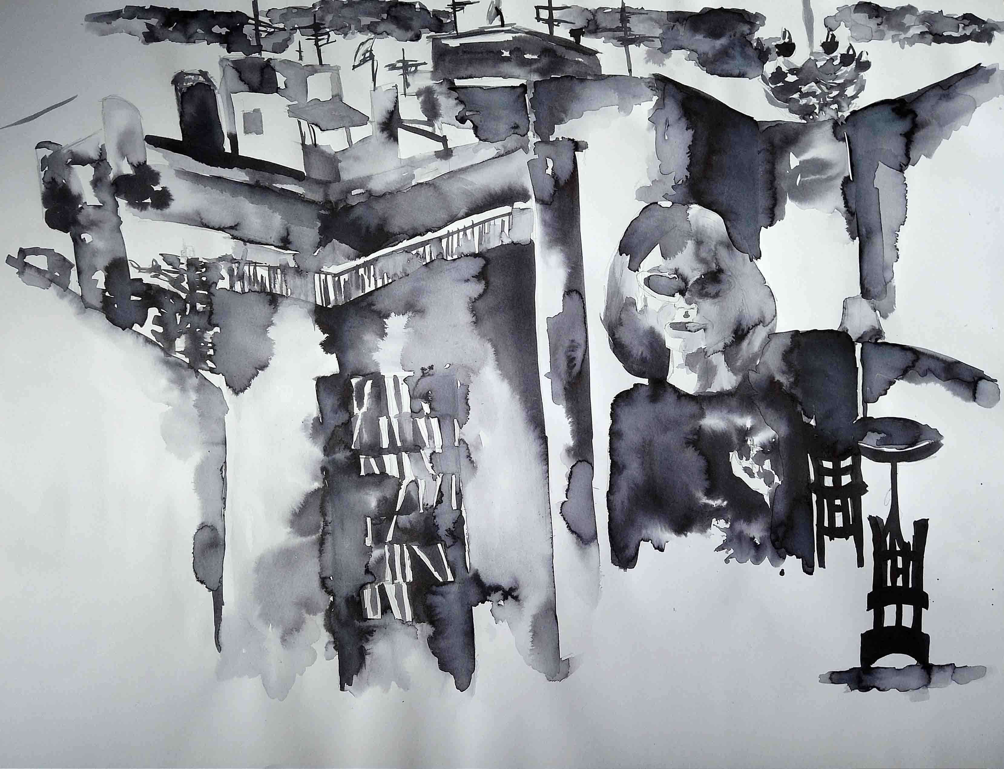 Behind the city cables